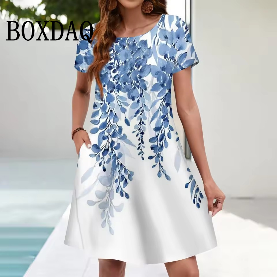 Ethnic Fashion Dress - Robe d'été décontractée pour femmes, poches