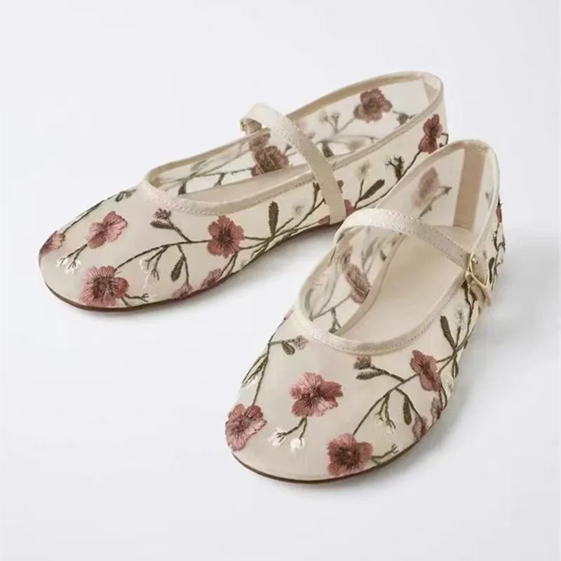 Women'S Ethnic Fashion Brands - Maille brodée loisirs ballerines femmes respirant