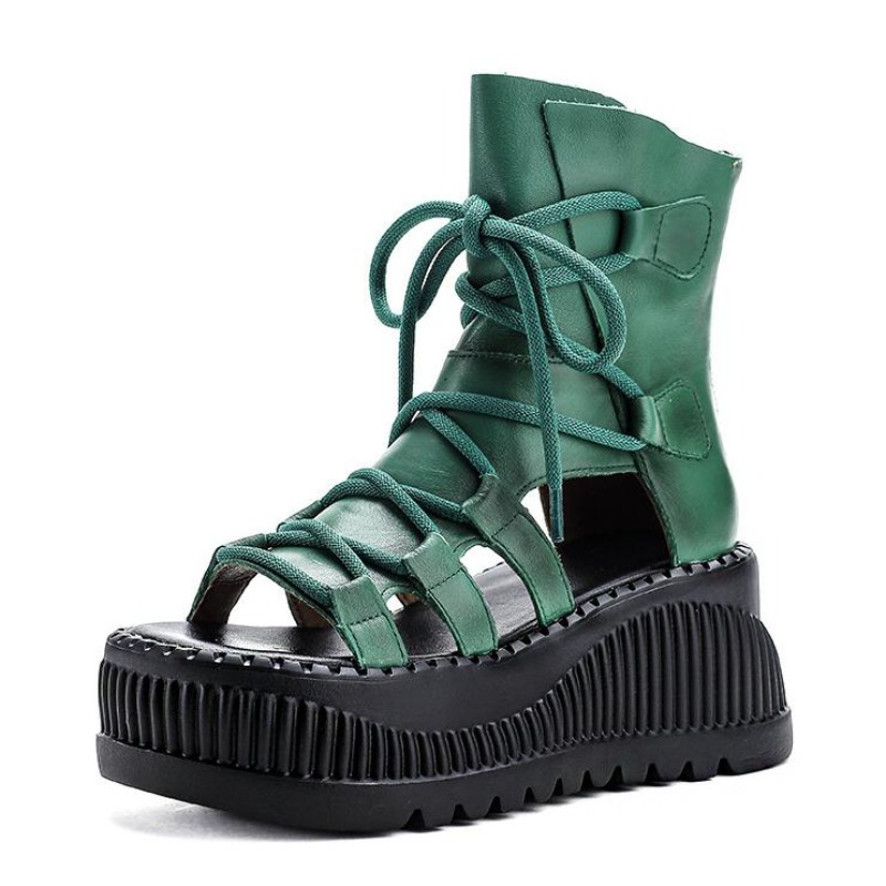 Ethnic Modern Fashion - Bottines ethniques en cuir véritable de