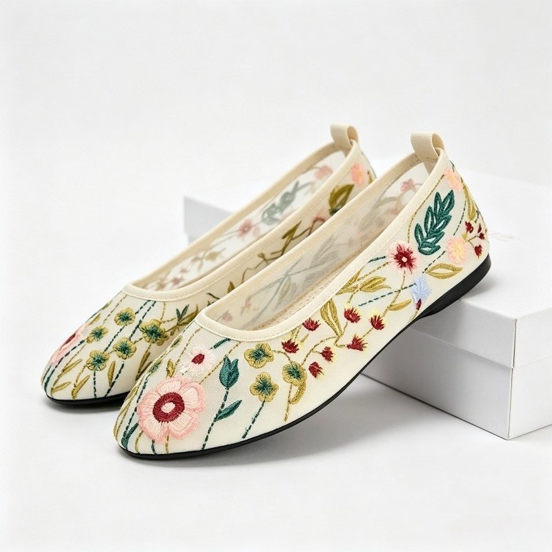 Women'S Ethnic Fashion Brands - Bout rond maille ballerines chaussures femmes