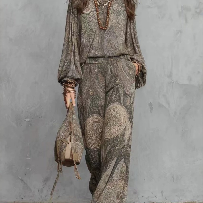 Ethnic Fashion Collection - Ensemble deux pièces bohème à imprimé