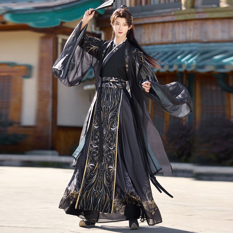 Nouveau style Hanfu noir impri - Ethnic Wear In Fashion avis et prix