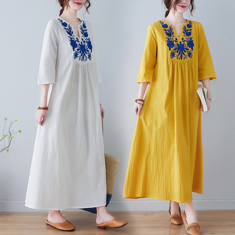 Nouvelle robe longue en coton  - Ethnic Fashion Dress avis et prix