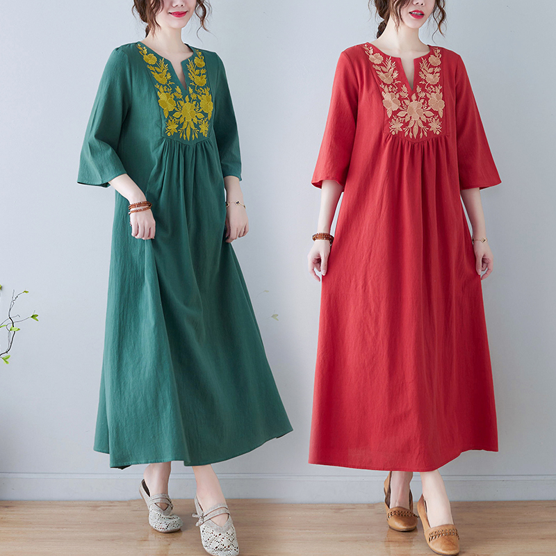 Nouvelle robe longue en coton  - Ethnic Fashion Dress avis et prix