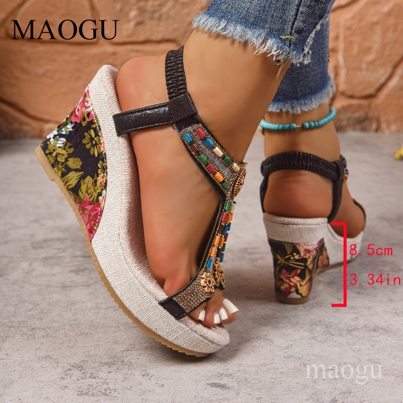 Sandales compensées bohèmes à  - Ethnic Modern Fashion avis et prix
